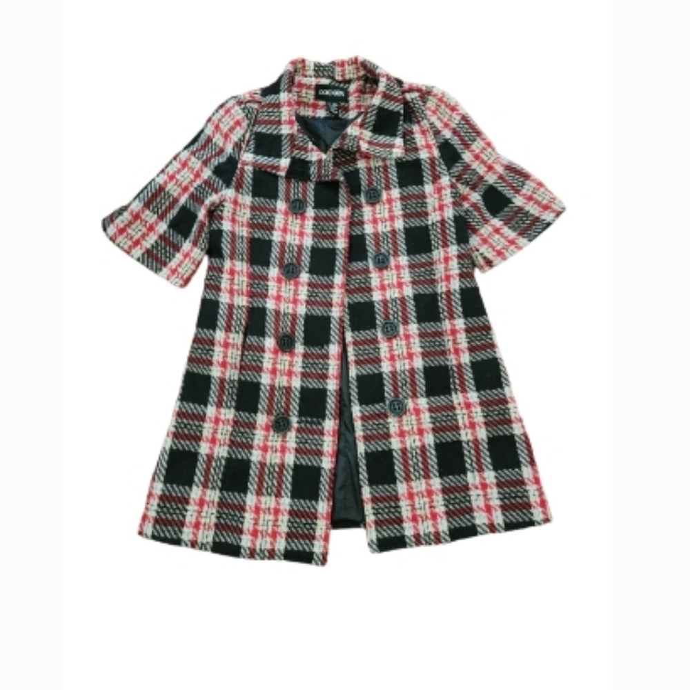 DOKI GEKI PLAID HALF SLEEVE JACKET WITH BUTTONS SZ XS